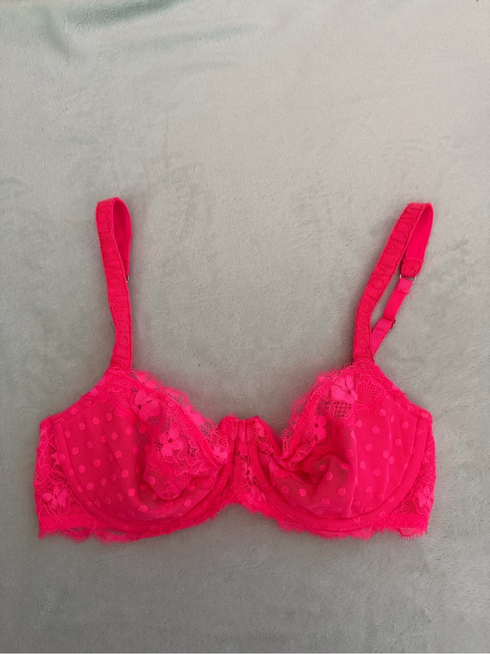 Coquette Y2K Victoria's Secret Unlined Hot Pink Lace Underwire Bra 32D